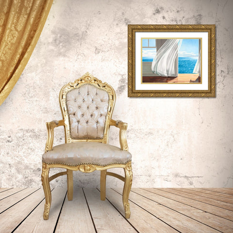 Ocean Escape (detail) Gold Ornate Wood Framed Art Print with Double Matting by Benson, Pierre