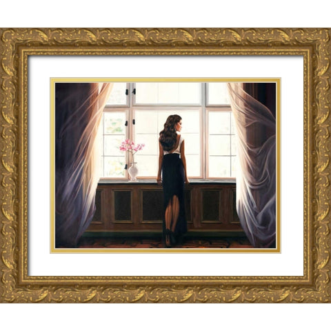 Morning Light Gold Ornate Wood Framed Art Print with Double Matting by Benson, Pierre