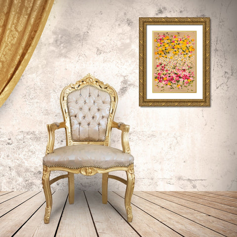 Festone di Fiori (beige) Gold Ornate Wood Framed Art Print with Double Matting by Borgese, Anna