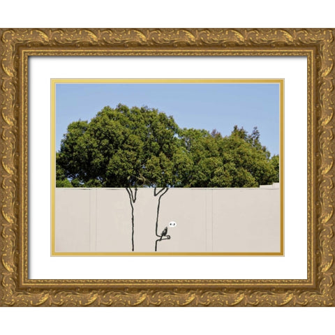 Near 14th Street, San Francisco (graffiti attributed to Banksy) Gold Ornate Wood Framed Art Print with Double Matting by Anonymous (attributed to Banksy)