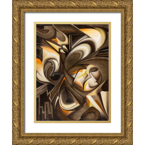 Uno di due Gold Ornate Wood Framed Art Print with Double Matting by Ceccarelli, Laura