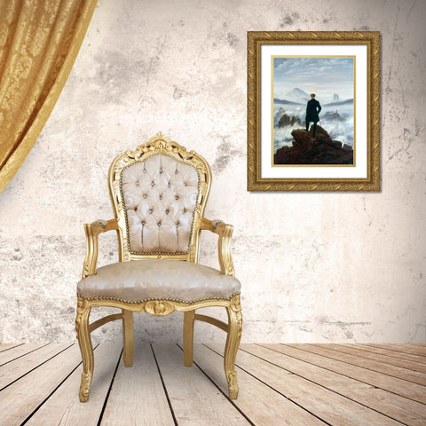 Wanderer Above the Sea of Fog Gold Ornate Wood Framed Art Print with Double Matting by Friedrich, Caspar David