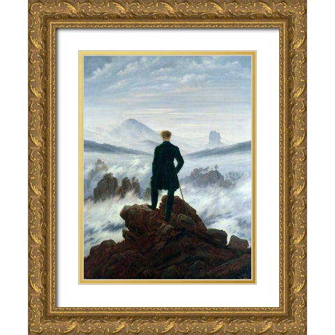 Wanderer Above the Sea of Fog Gold Ornate Wood Framed Art Print with Double Matting by Friedrich, Caspar David
