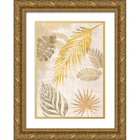 Palm Leaves Gold I Gold Ornate Wood Framed Art Print with Double Matting by Grant, Eve C.