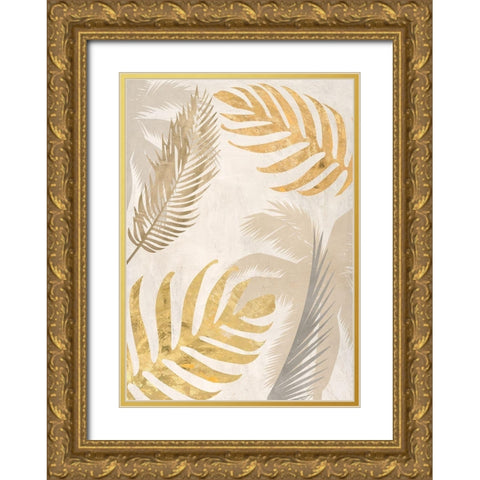 Palm Leaves Gold III Gold Ornate Wood Framed Art Print with Double Matting by Grant, Eve C.