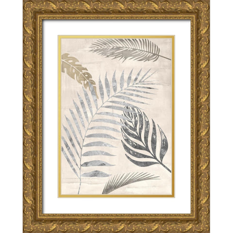 Palm Leaves Silver I Gold Ornate Wood Framed Art Print with Double Matting by Grant, Eve C.