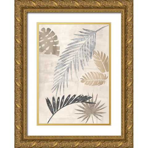 Palm Leaves Silver III Gold Ornate Wood Framed Art Print with Double Matting by Grant, Eve C.