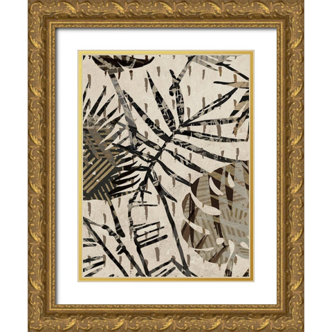 Grey Palms Panel II Gold Ornate Wood Framed Art Print with Double Matting by Grant, Eve C.