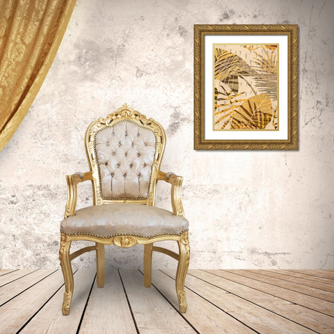 Golden Palms Panel I Gold Ornate Wood Framed Art Print with Double Matting by Grant, Eve C.