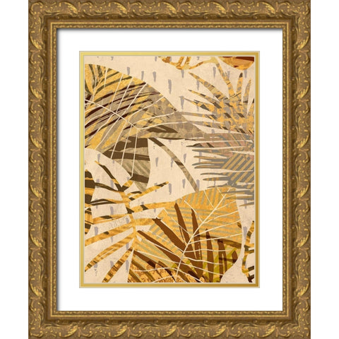 Golden Palms Panel I Gold Ornate Wood Framed Art Print with Double Matting by Grant, Eve C.