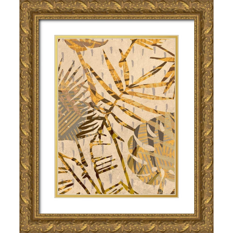 Golden Palms Panel II Gold Ornate Wood Framed Art Print with Double Matting by Grant, Eve C.