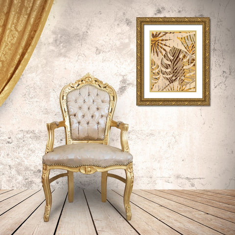 Golden Palms Panel III Gold Ornate Wood Framed Art Print with Double Matting by Grant, Eve C.