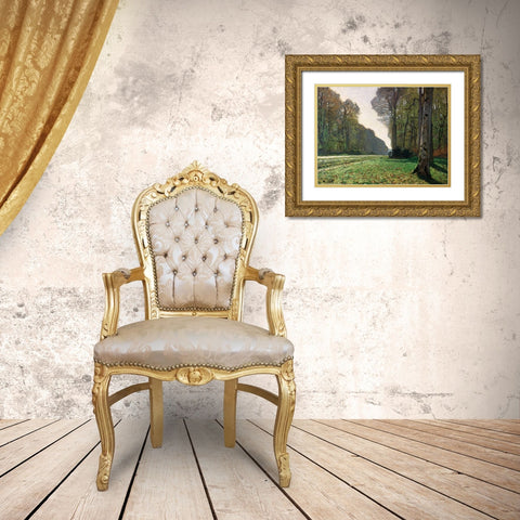 Le Pave de Chailly Gold Ornate Wood Framed Art Print with Double Matting by Monet, Claude