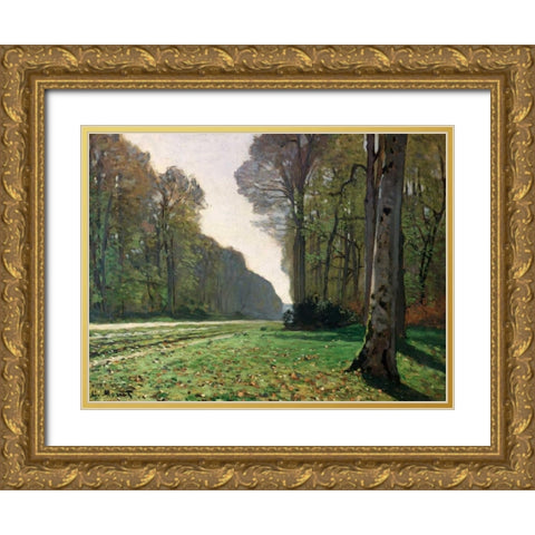 Le Pave de Chailly Gold Ornate Wood Framed Art Print with Double Matting by Monet, Claude