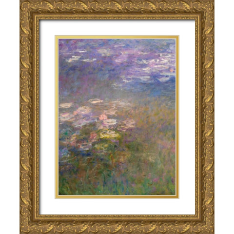 Water Lilies I Gold Ornate Wood Framed Art Print with Double Matting by Monet, Claude