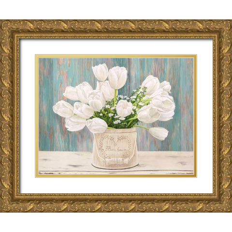 Country Bouquet Gold Ornate Wood Framed Art Print with Double Matting by Dellal, Remy