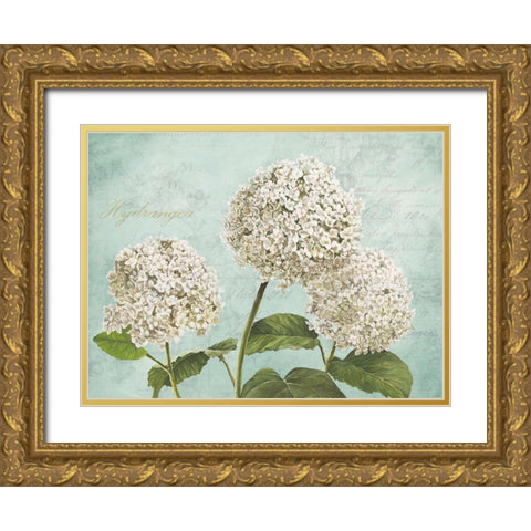 Hydrangeas I (Aqua) Gold Ornate Wood Framed Art Print with Double Matting by Remy, Dellal