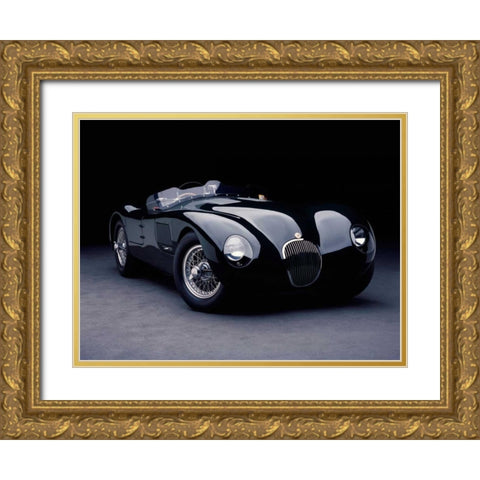 1951 Jaguar C-Type Gold Ornate Wood Framed Art Print with Double Matting by Heiny, Don