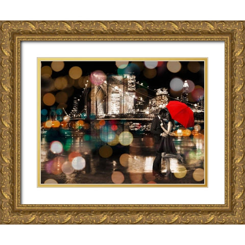 A Kiss in the Night Gold Ornate Wood Framed Art Print with Double Matting by Loumer, Dianne