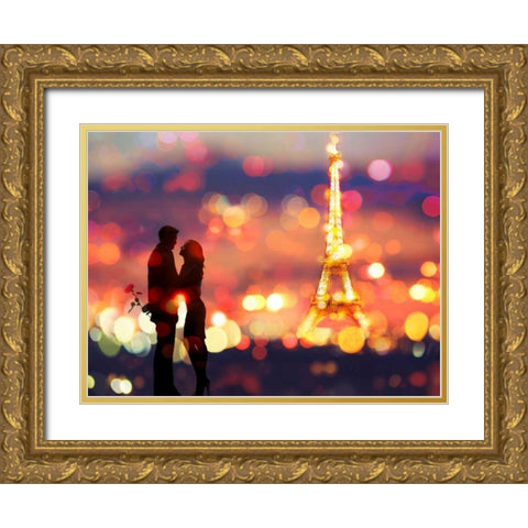 A Date in Paris Gold Ornate Wood Framed Art Print with Double Matting by Loumer, Dianne