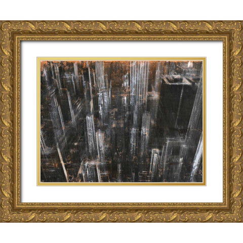 NYC Aerial 1 Gold Ornate Wood Framed Art Print with Double Matting by Moschetta, Dario