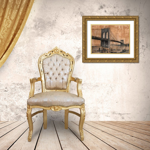 Brooklyn Bridge 2 Gold Ornate Wood Framed Art Print with Double Matting by Moschetta, Dario