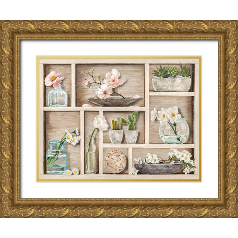 Fleurs et Memoires Gold Ornate Wood Framed Art Print with Double Matting by Dolci, Elena