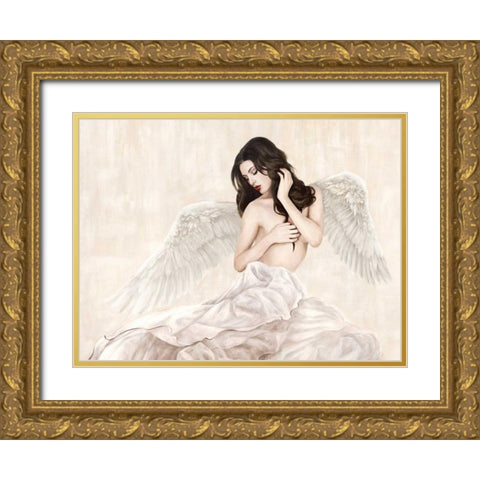 Inspiring Angel Gold Ornate Wood Framed Art Print with Double Matting by Duval, Sonya