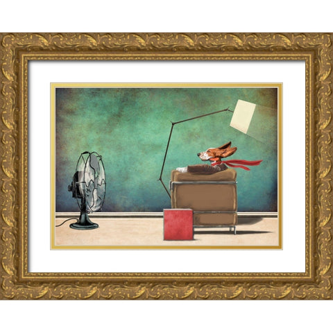 Racing Dog Gold Ornate Wood Framed Art Print with Double Matting by Etienne, Betie