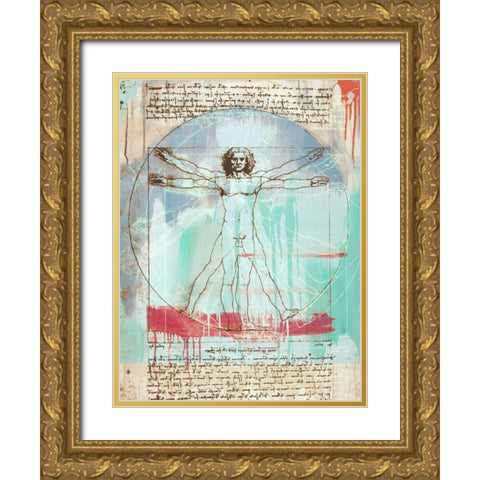 Vitruvian Man 2.0 Gold Ornate Wood Framed Art Print with Double Matting by Chestier, Eric