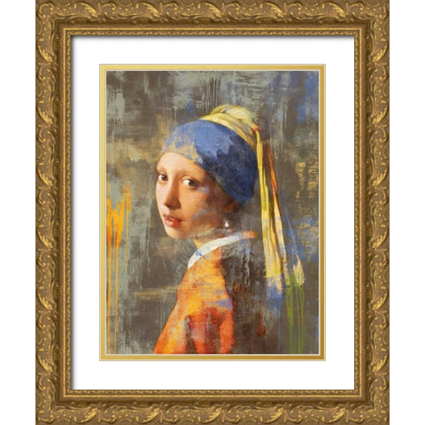 Vermeers Girl 2.0 Gold Ornate Wood Framed Art Print with Double Matting by Chestier, Eric