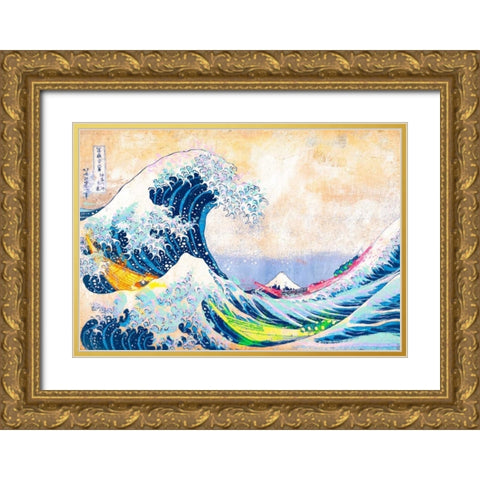Hokusais Wave 2.0 Gold Ornate Wood Framed Art Print with Double Matting by Chestier, Eric