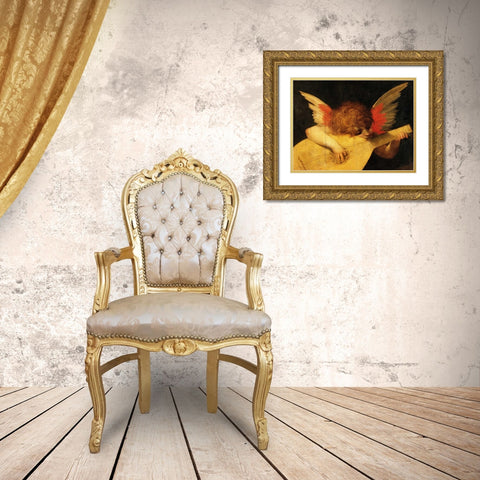 Angelo musicante (detail) Gold Ornate Wood Framed Art Print with Double Matting by Rosso Fiorentino
