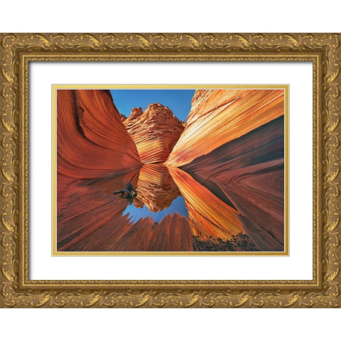 The Wave in Vermillion Cliffs, Arizona Gold Ornate Wood Framed Art Print with Double Matting by Frank, Krahmer
