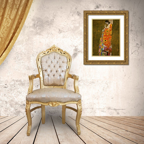 Hope Gold Ornate Wood Framed Art Print with Double Matting by Klimt, Gustav