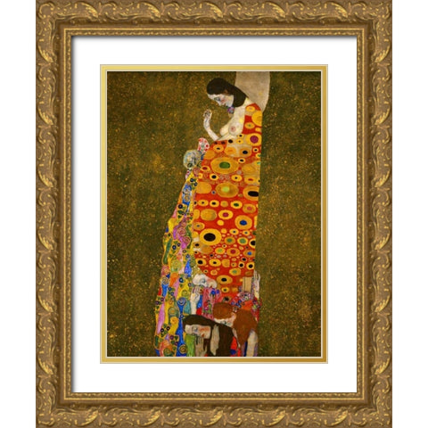 Hope Gold Ornate Wood Framed Art Print with Double Matting by Klimt, Gustav
