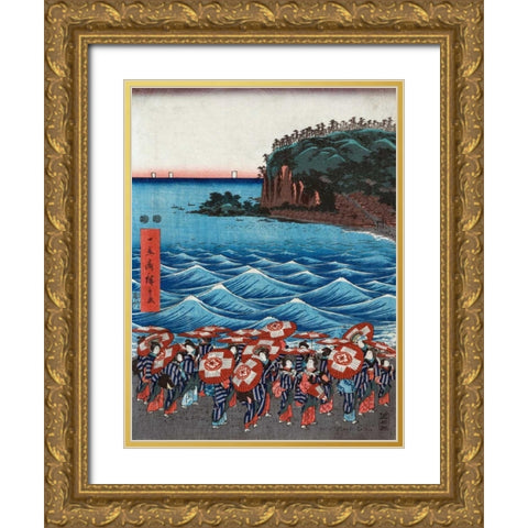 Opening celebration of Benzaiten I Gold Ornate Wood Framed Art Print with Double Matting by Hiroshige, Ando