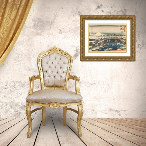 After Snow Gold Ornate Wood Framed Art Print with Double Matting by Hiroshige, Ando