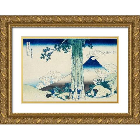 View of Mount Fuji ca. 1829-1833 Gold Ornate Wood Framed Art Print with Double Matting by Hokusai
