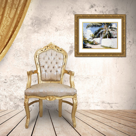A Garden in Nassau  Gold Ornate Wood Framed Art Print with Double Matting by Homer, Winslow