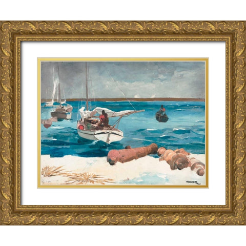 Nassau Gold Ornate Wood Framed Art Print with Double Matting by Homer, Winslow