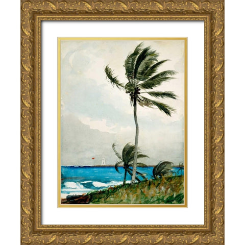 Palm Tree, Nassau Gold Ornate Wood Framed Art Print with Double Matting by Homer, Winslow