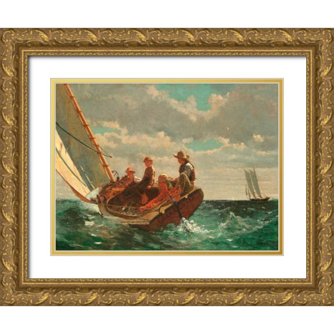 Breezing Up (A Fair Wind) Gold Ornate Wood Framed Art Print with Double Matting by Homer, Winslow
