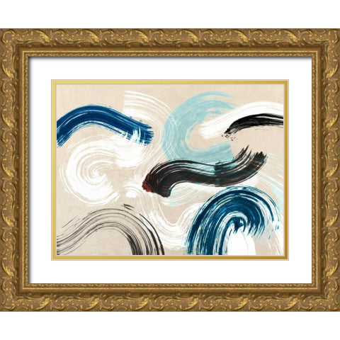 Waves Gold Ornate Wood Framed Art Print with Double Matting by Ikeda, Haru