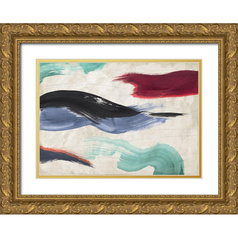 Waves of Colors Gold Ornate Wood Framed Art Print with Double Matting by Ikeda, Haru