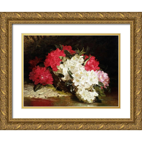 Azaleas Gold Ornate Wood Framed Art Print with Double Matting by Fitz Marshall, John