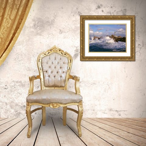 Phare du Creac h Gold Ornate Wood Framed Art Print with Double Matting by Guichard, Jean