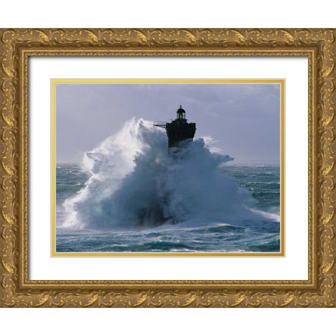 Phare du Four lors d une tempete Gold Ornate Wood Framed Art Print with Double Matting by Guichard, Jean