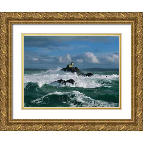 Phare de Tevennec mer dâ€™Iroise Gold Ornate Wood Framed Art Print with Double Matting by Guichard, Jean