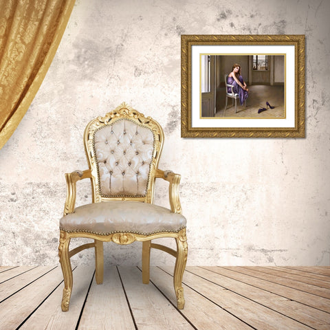Morning in Paris Gold Ornate Wood Framed Art Print with Double Matting by Silver, John